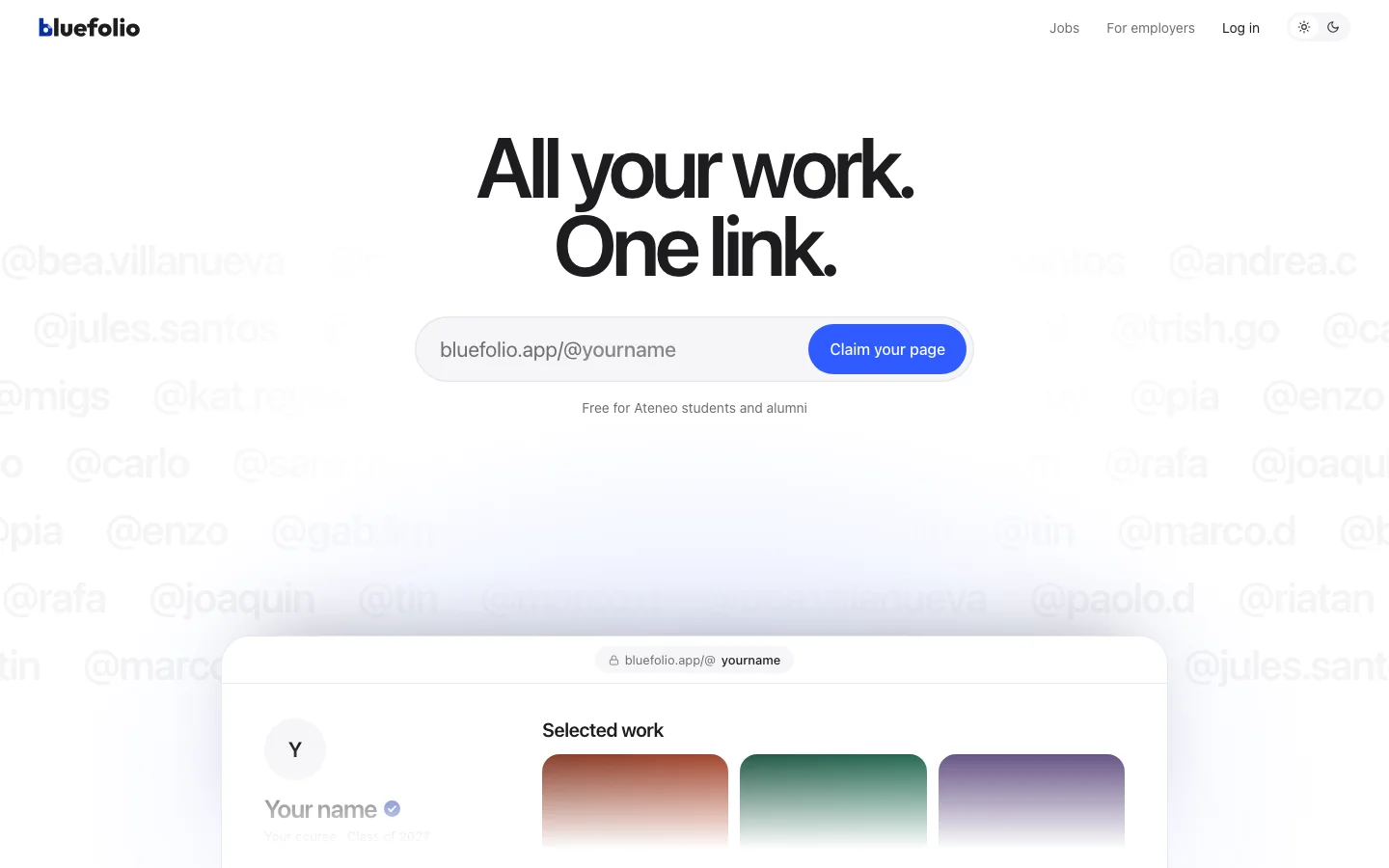 Bluefolio landing page